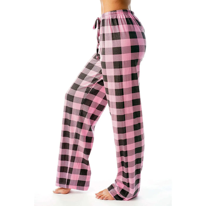 Pantalon de pyjama de noël à carreaux pour femmes, pour l'automne et l'hiver, pantalon à jambes larges à la mode pour un Style de rue décontracté