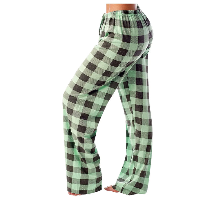 Pantalon de pyjama de noël à carreaux pour femmes, pour l'automne et l'hiver, pantalon à jambes larges à la mode pour un Style de rue décontracté