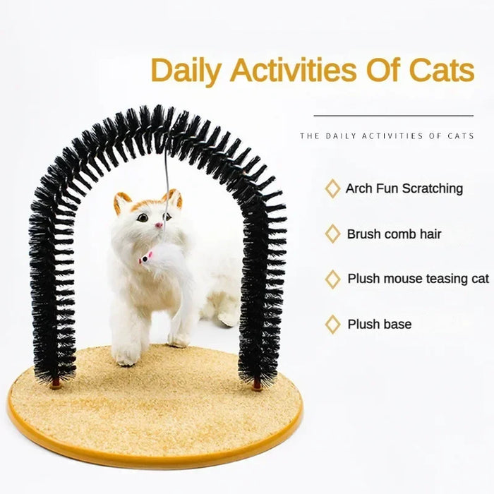 Jouet interactif pour chat arc autonettoyant - Brosse pour animaux avec partie de massage et friction amovible pour chat