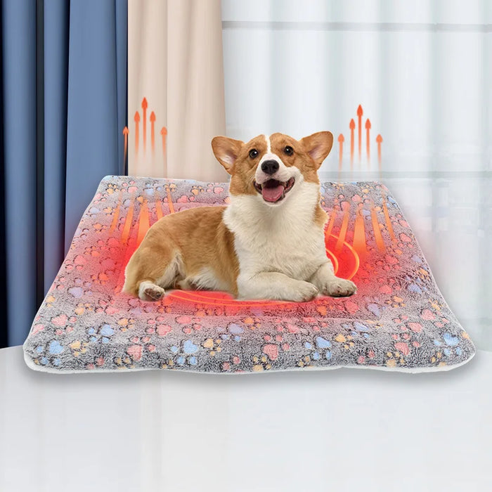 Tapis de lit en flanelle épaisse pour chien, tapis de couchage doux pour chiens et chats, couverture chauffante pour l'hiver