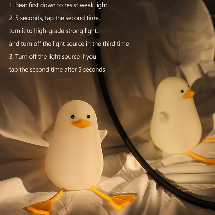 Lampe de nuit en forme de canard en silicone - Lampe LED rechargeable à commande tactile pour enfants, compagnon de lit parfait