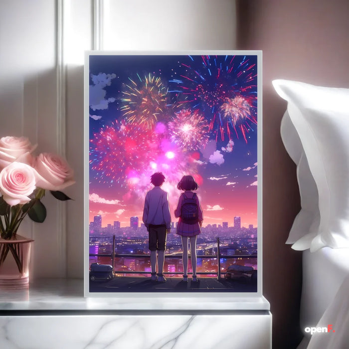 Luz LED nocturna de humor para regalo, lámpara de cómic de pareja de anime, decoración de habitación, lámpara de fuegos artificiales a la luz de la luna, lámpara de noche