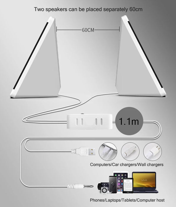 Système audio stéréo USB portable pour haut-parleurs d'ordinateur avec un son puissant et un design compact