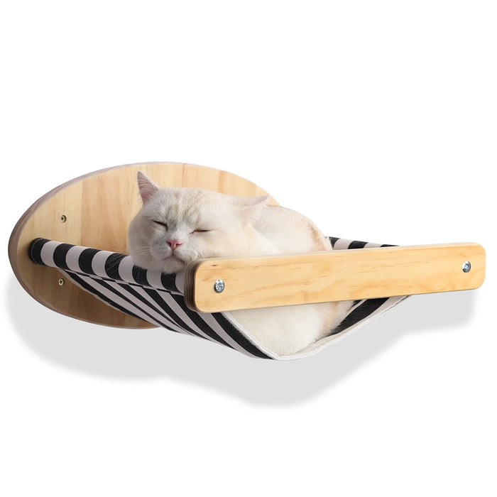 Sistema trepador para gatos de madera montado en la pared: estantes y escaleras elegantes para su gato