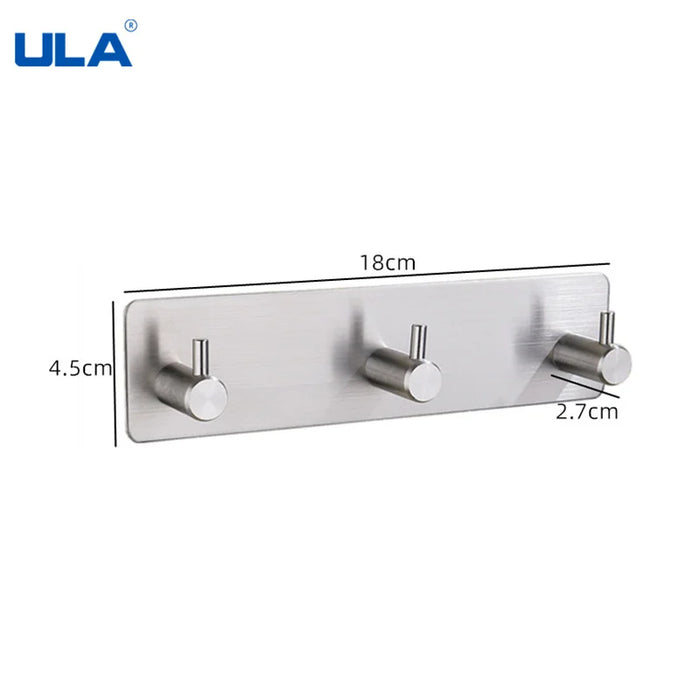 ULA Gancho de pared de acero inoxidable con adhesivo 3M - Accesorios para toallas, ropa, percheros, baño y ducha