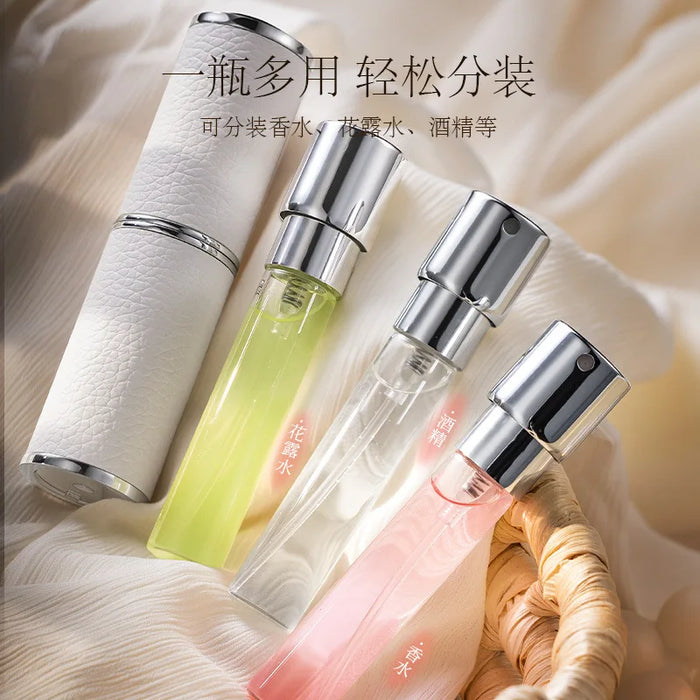 8ML Refillable Luxury Leather Perfume Atomizer with Rotating Press, Mini Travel Size Container for Fragrances