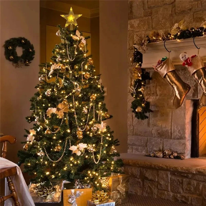 Étoile transparente à cinq branches LED pour décoration d'arbre de noël, 15/19CM, ornement de noël pour la maison 2023