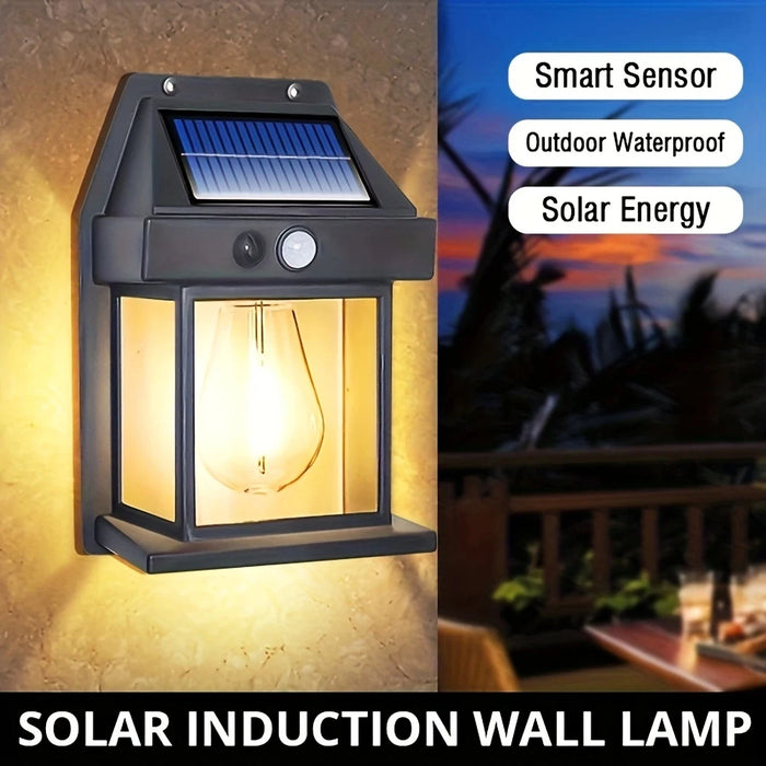 Luz Solar de pared de tungsteno para exteriores con Sensor de movimiento, luz LED de seguridad impermeable IP65 para Patio, cubierta exterior, porche, granero y garaje