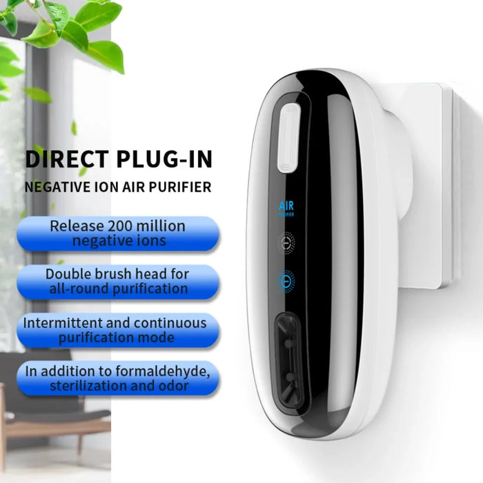 Purificateur d'air portable avec fonction plug-in pour la maison - Élimine les mauvaises odeurs, les particules de poussière et la fumée avec un générateur d'ions négatifs