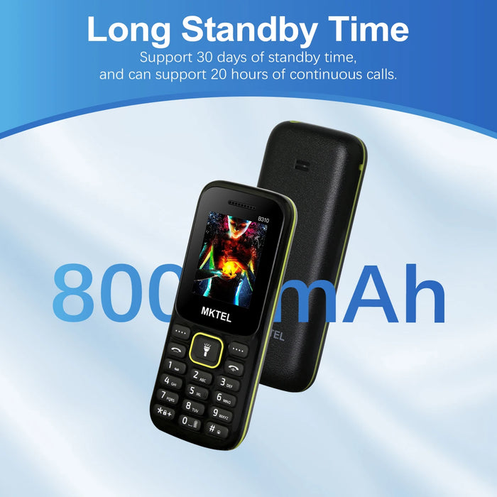 MKTEL B310 Barphone con Pantalla de 1.77", 2G, Dual SIM, Dual Standby, Lámpara Puguang, 800mAh, MP3/MP4/Radio FM/Bluetooth/GPRS