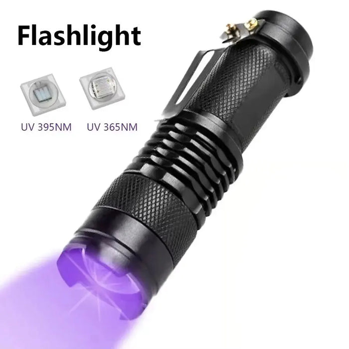 Portable 395nm UV LED Flashlight for Detecting Pet Urine, Scorpions, and Women's Hygiene