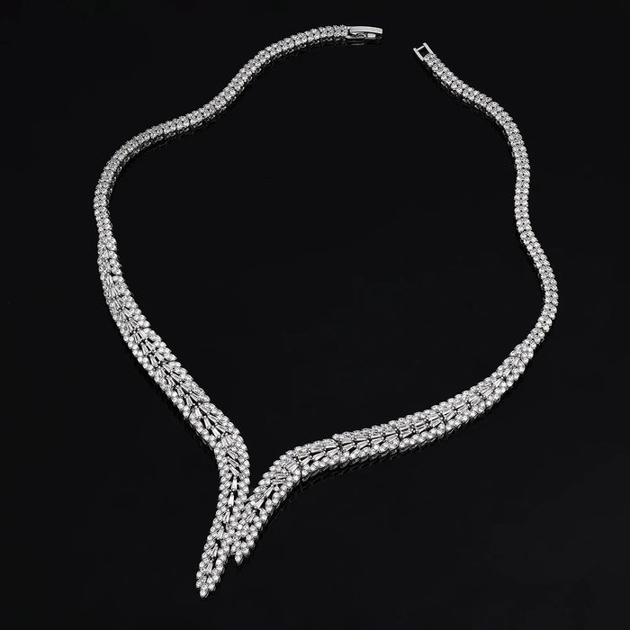 Conjunto de joyería de boda de 4 piezas con circonita para mujer - Joyería de cristal de lujo para fiesta y boda