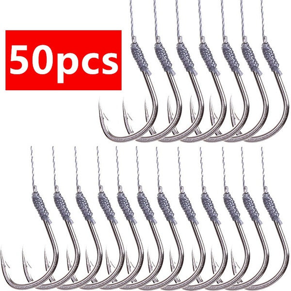 5-Pack Strong Double Hooks for Fishing Tackle - Durable with Sturdy Horse Line