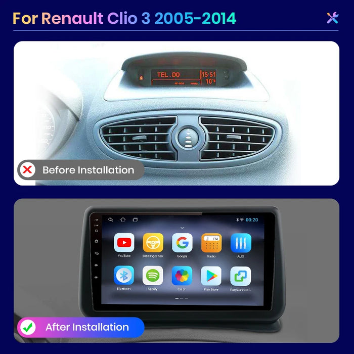 Autoradio CarPlay sans fil AWESAFE PX9 pour Renault Clio 3 2005-2014 - Système multimédia avec Android Auto et fonctionnalités intelligentes