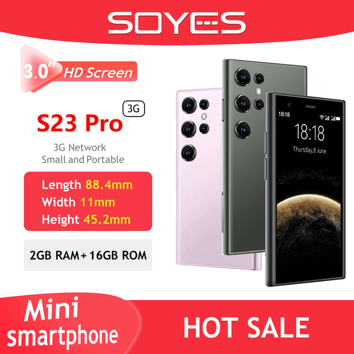 SOYES S23 Pro Mini Smartphone 3G Red 3,0 ''pantalla HD 2GB RAM 16GB ROM Android 8,1 Dual SIM teléfono móvil pequeño Play Store