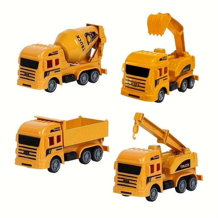 Véhicules de construction en plastique : modèles d'excavatrice, de tracteur, de camion à benne basculante, de camion de pompiers et de bulldozer pour enfants et mini-cadeaux