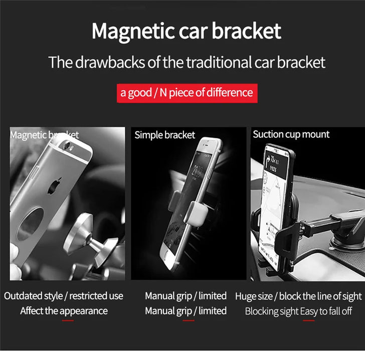 Magnetic Car Phone Holder for Air Vent - Universal Mobile Holder for iPhone, Samsung, Xiaomi