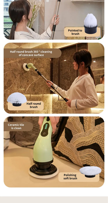 Brosse de nettoyage électrique 9 en 1 avec fonction d'essorage, outils de nettoyage efficaces pour la cuisine et la salle de bain