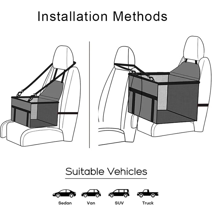 Hunde-Autositz, kratzfreier, langlebiger Haustier-Sitzerhöhungs-Auto-Vordersitz, Welpen-Sicherheitsgurt, stabiler und faltbarer Haustier-Reise-Autositz