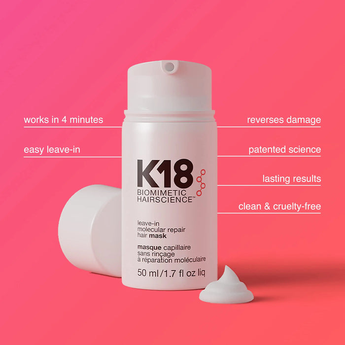 K18 Leave-In Conditioner 50 ml – Tratamiento de queratina para reparar el cabello dañado y seco