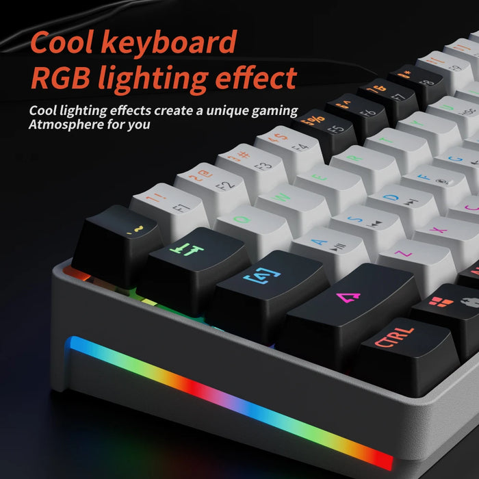 MUCAI MK61 USB Gaming Teclado mecánico interruptor rojo iluminación RGB intercambiable en caliente 61 teclas Cable desmontable