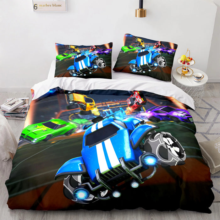 Bettwäsche-Set „Rocket League“ – Bettbezug für Kinderzimmer, Einzel-, Doppelbett-, Queen-Size- und King-Size-Größe, Automotiv