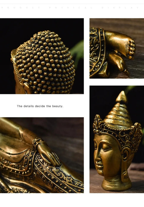 Elegant Gold Buddha Skulptur i Resin - Inomhus Feng Shui Figur för Heminredning och Gåvor