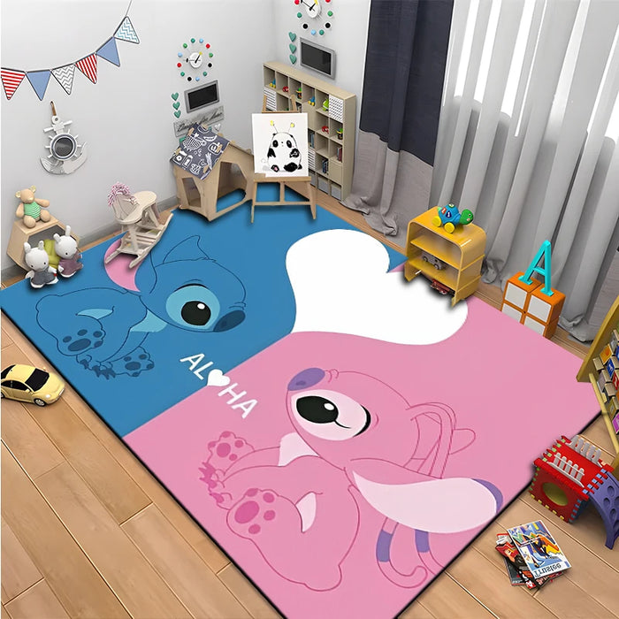 Grands tapis de dessin animé Disney Fashion Stitch, impression 3D, pour la maison, le salon, la chambre d'enfants, le canapé et le sol