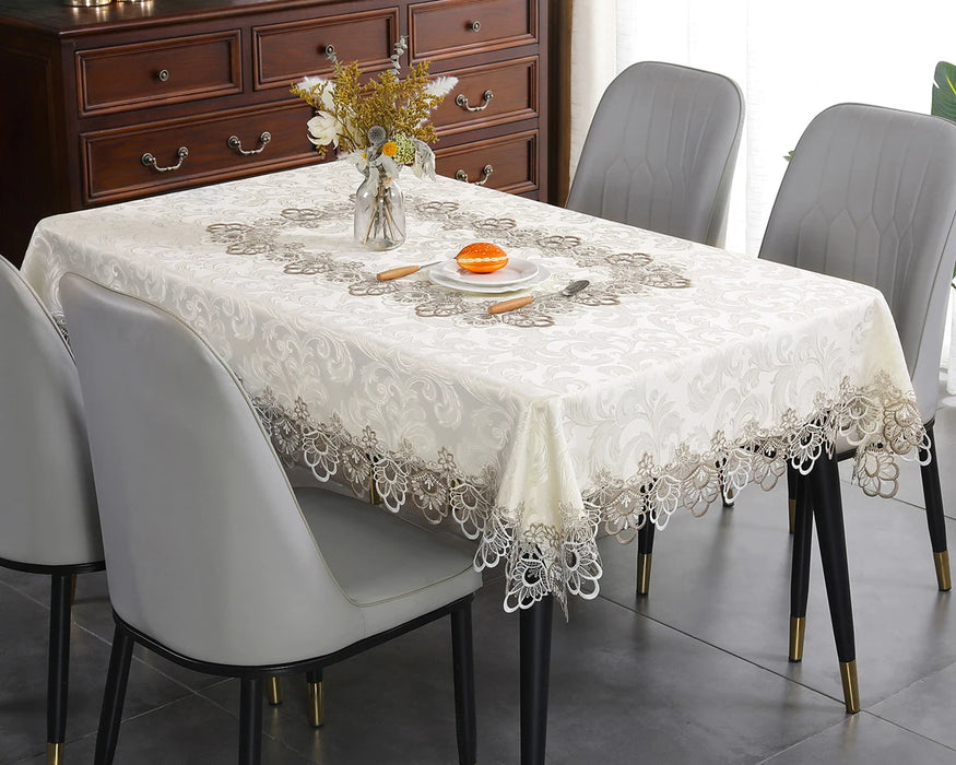 Battilo Nappe de Luxe en Dentelle Nappe Carrée à Motif Floral Blanc avec Broderie pour Table de Dîner Décorations de Mariage et de Fête