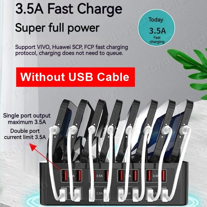 Chargeur rapide 150 W avec 16 ports USB – Station de charge universelle pour iPad, iPhone 14/13, Samsung S22, Xiaomi et tablettes