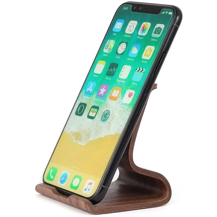 Support de téléphone portable universel en bois, facile à utiliser, en noyer et bouleau, pour smartphones iOS et Android