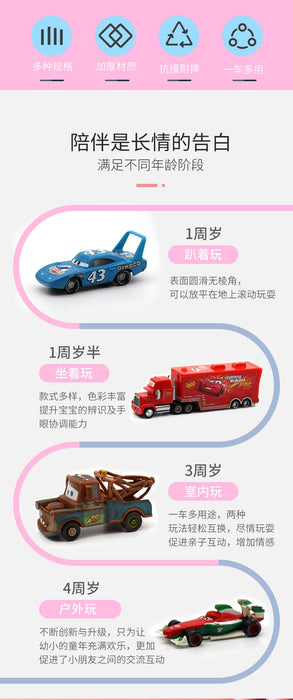 Disney Pixar Cars 3 Lightning McQueen Mater Master-Automodellset aus Metalldruckguss mit Jackson und Uncle Truck, Geburtstagsgeschenk für Kinder