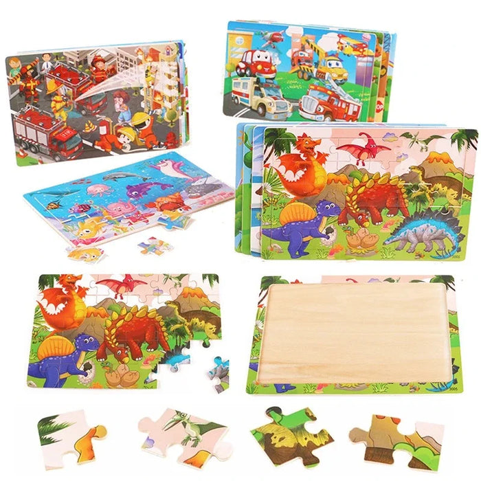 Jeu intellectuel en bois pour enfants, Puzzle de pensée logique, véhicule Animal, dessin animé, éducation précoce, cadeau