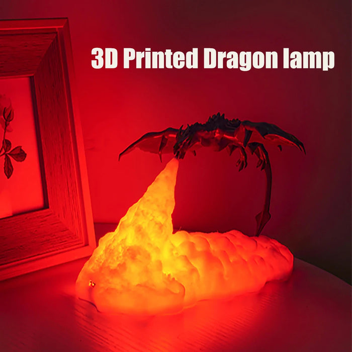 3D-Druck LED-Nachtlicht in Drachenform – feuerspeiendes, langsam wechselndes Raumlicht, wiederaufladbar über USB, Geburtstagsgeschenk und Spielzeuglicht