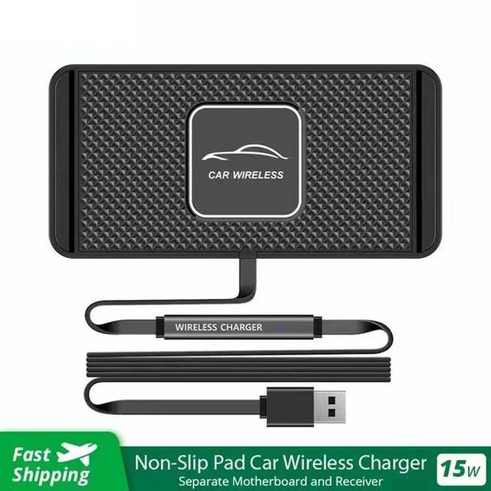 Alenkerui, almohadilla antideslizante de silicona, cargador inalámbrico rápido para coche para iPhone, teléfono Android, soporte de carga inalámbrico rápido para coche de 15W