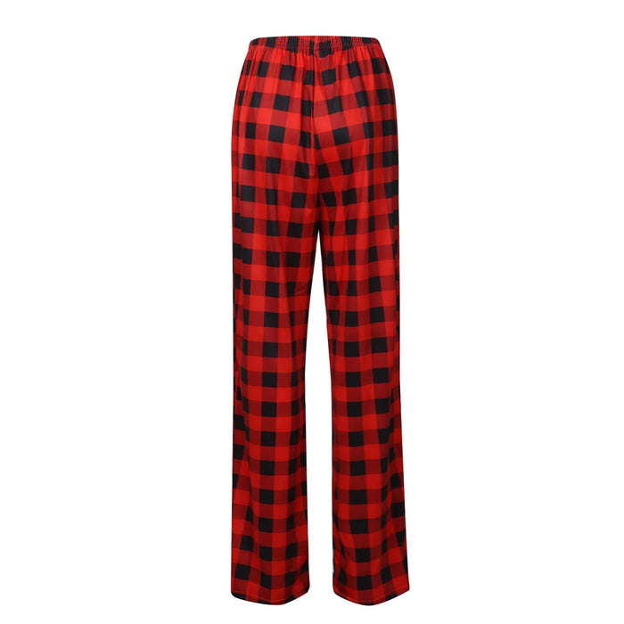 Pantalon de pyjama de noël à carreaux pour femmes, pour l'automne et l'hiver, pantalon à jambes larges à la mode pour un Style de rue décontracté