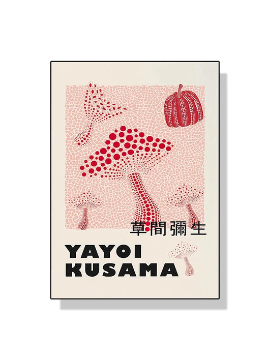 Yayoi Kusama Kunstausstellung, Kürbis-Blumen-Wandkunst-Poster, Druck, abstraktes Leinwandgemälde für moderne Heimdekoration