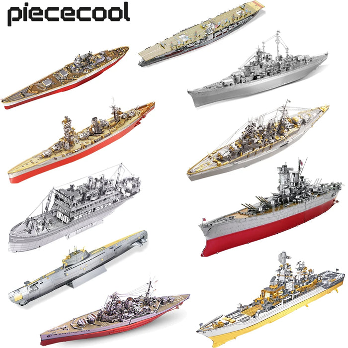 Piececool Modèle de puzzle 3D en métal : HMS Hood & Richelieu Warships – Jouets de puzzle pour adolescents et entraîneurs de cerveau