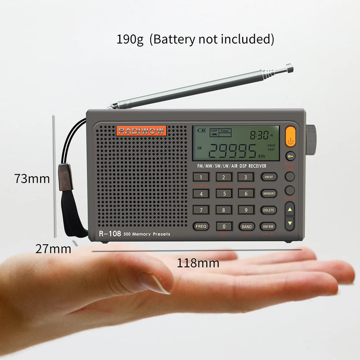 SIHUADON R-108 Radio FM stéréo portable avec réception numérique, fonction d'alarme, horloge et affichage de la température