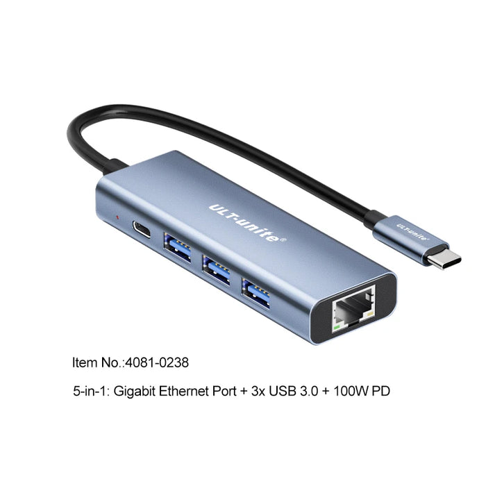 USB-C-Hub, 6-in-1-USB-C-auf-HDMI-Splitter, 4 USB-3.0-Datenanschlüsse, USB-C-Adapter mit 4K60Hz-HDMI-Anschluss, PD 100-W-Aufladung für iPad Pro