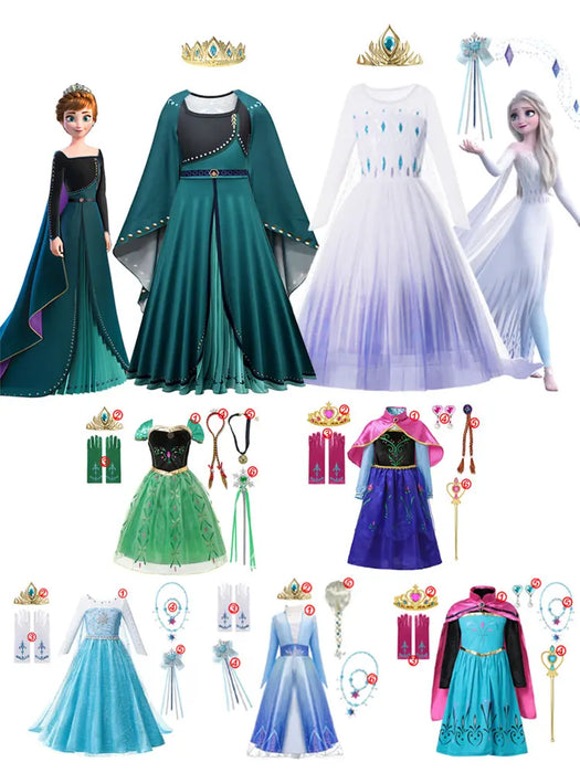 Disney Frozen Vestido para Niña - Vestido de Princesa con Lentejuelas y Red para Carnaval Cosplay de Blancanieves Reina Elsa y Anna