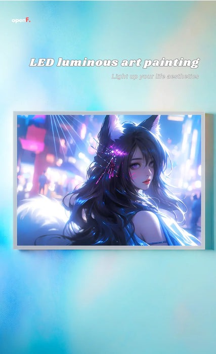 Lampe LED avec personnage de jeu d'anime Fox Girl avec art néon, éclairage d'ambiance HD pour salle de jeux, décoration de table USB à intensité variable et cadeau