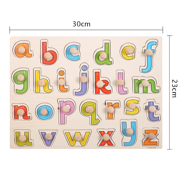 Puzzle de madera de 30 cm para niños pequeños: aprende las letras y los números de forma divertida