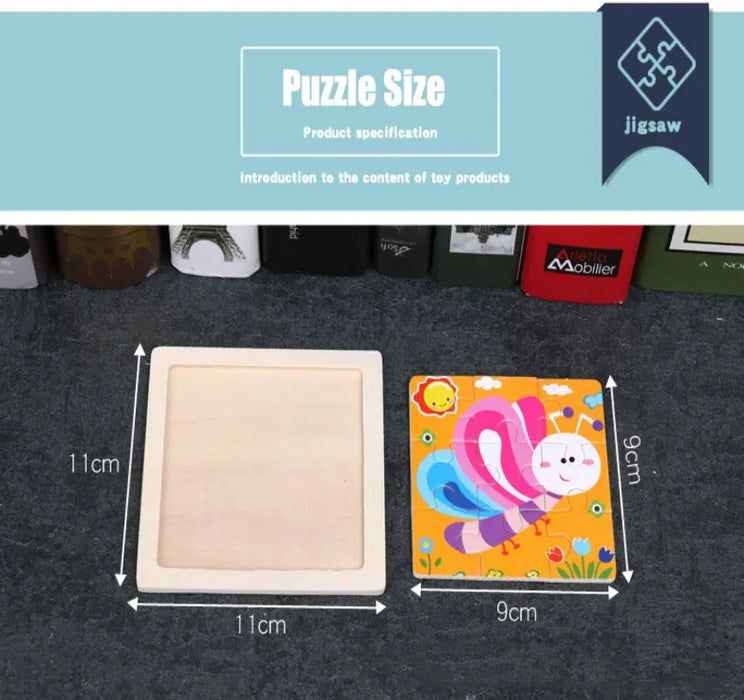 Puzzle en bois coloré 3 pièces avec animaux pour les tout-petits – Apprentissage et divertissement pour les 3 à 7 ans