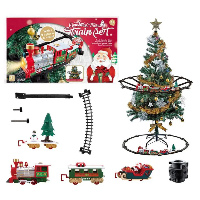 Poteau de Noël électrique avec train pour décoration de sapin de Noël – Voie ferrée, cadeau de Noël et décorations de Noël