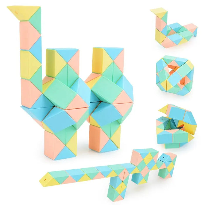 Bloc Cube Serpent Magique - Puzzle 3D pour enfants et soulagement du stress pour adultes, Montessori et STEM Play à partir de 3 ans