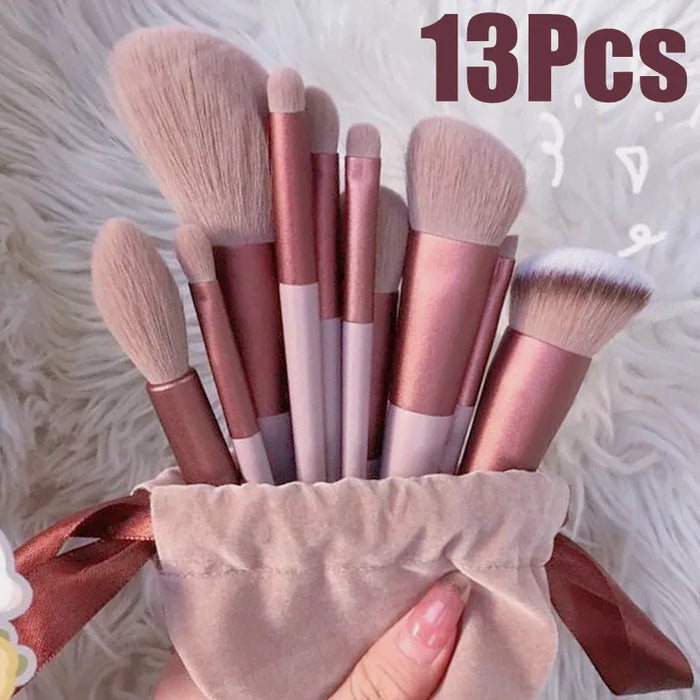 Ensemble de pinceaux de maquillage professionnels de 13 pièces avec poils doux et sac de rangement