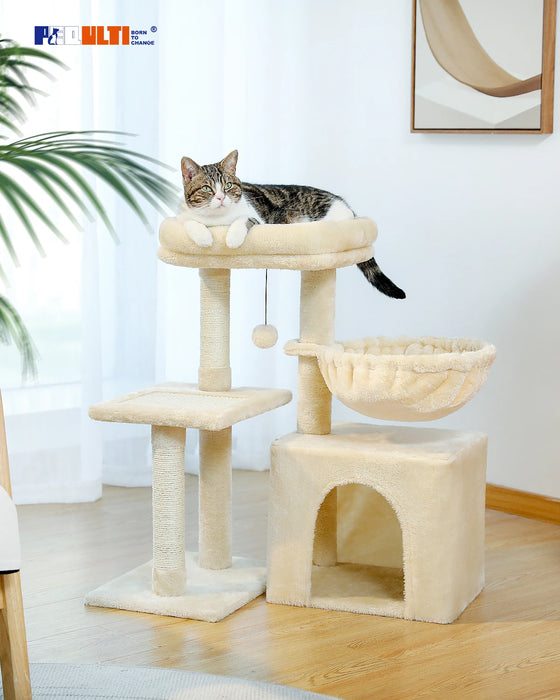 Arbre à chat Arbre à chat pour chats d'intérieur 2 styles Arbre d'activité pour chat avec poteaux à griffes Grand hamac et plate-forme supérieure amovible Gris