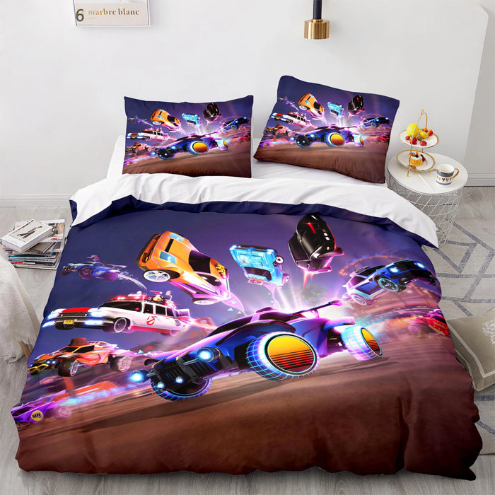 Bettwäsche-Set „Rocket League“ – Bettbezug für Kinderzimmer, Einzel-, Doppelbett-, Queen-Size- und King-Size-Größe, Automotiv