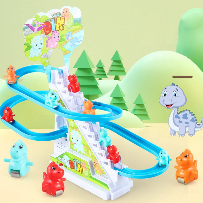 Toboggan roulant électrique sur piste de canard avec lumière LED et musique pour enfants - Jouet cochon grimpant